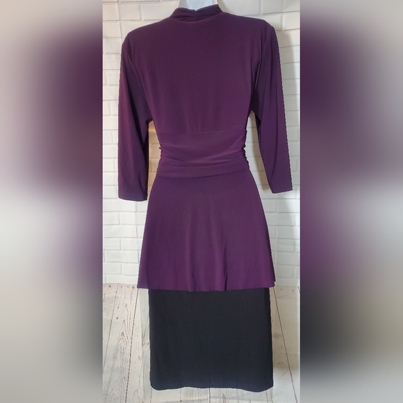 R&M Richard's Purple and Black Jacket Mock Dress Twofer - Picture 5 of 11